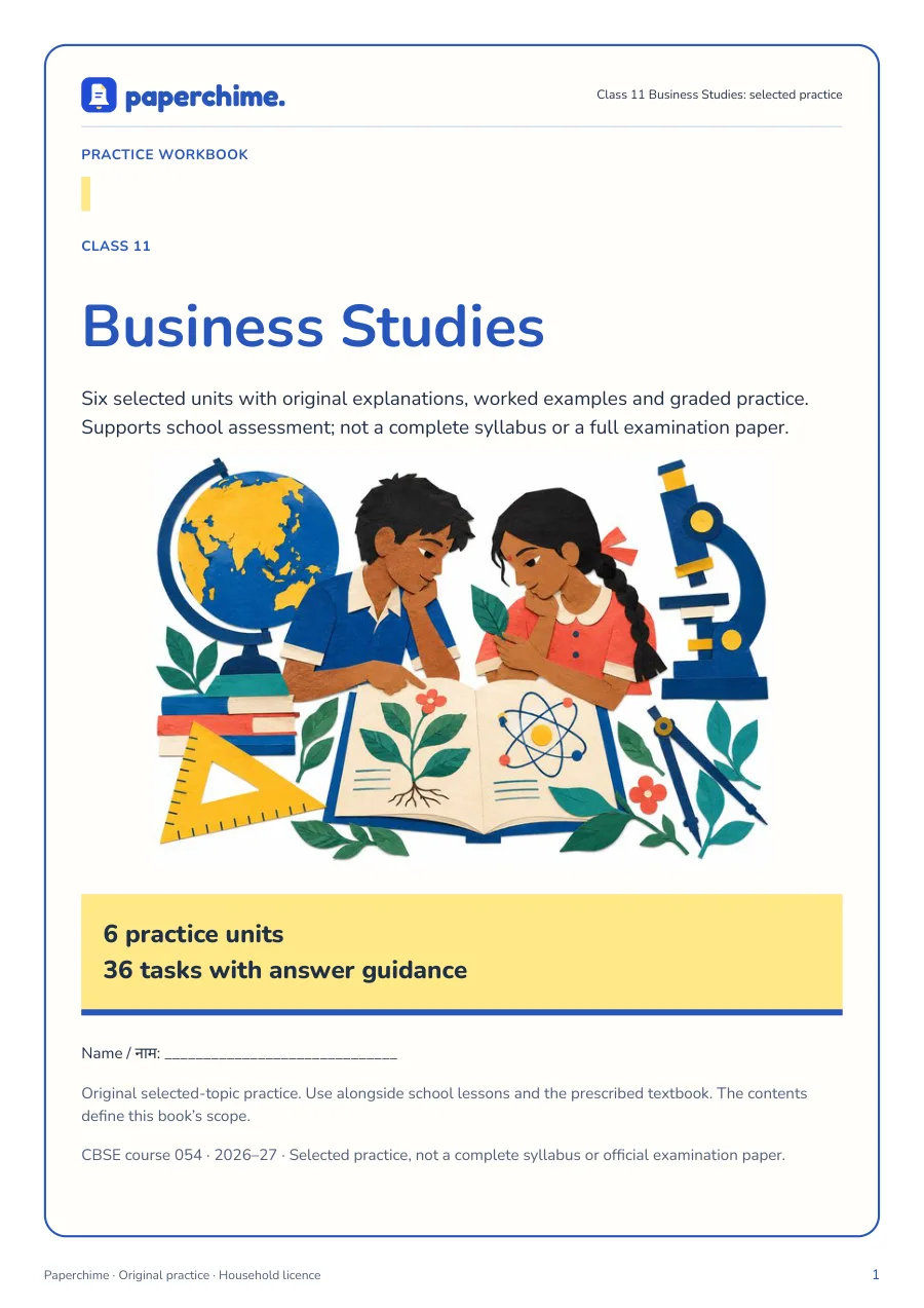 Actual Class 11 Business Studies: selected practice cover