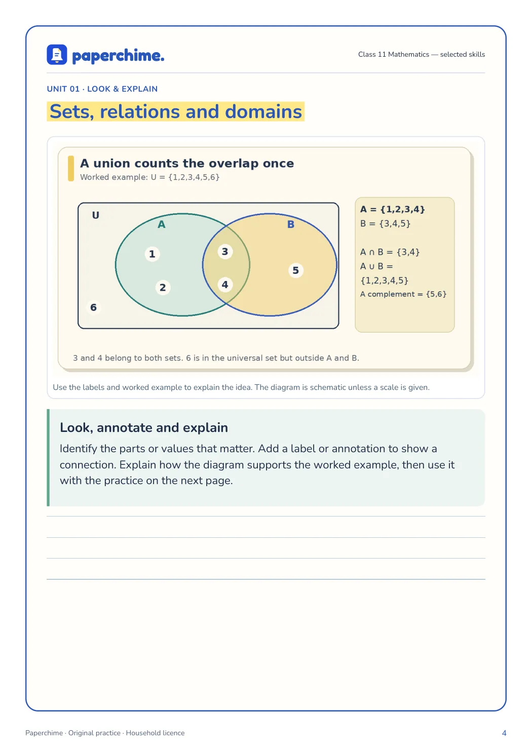 Actual concept page from Class 11 Mathematics — selected skills