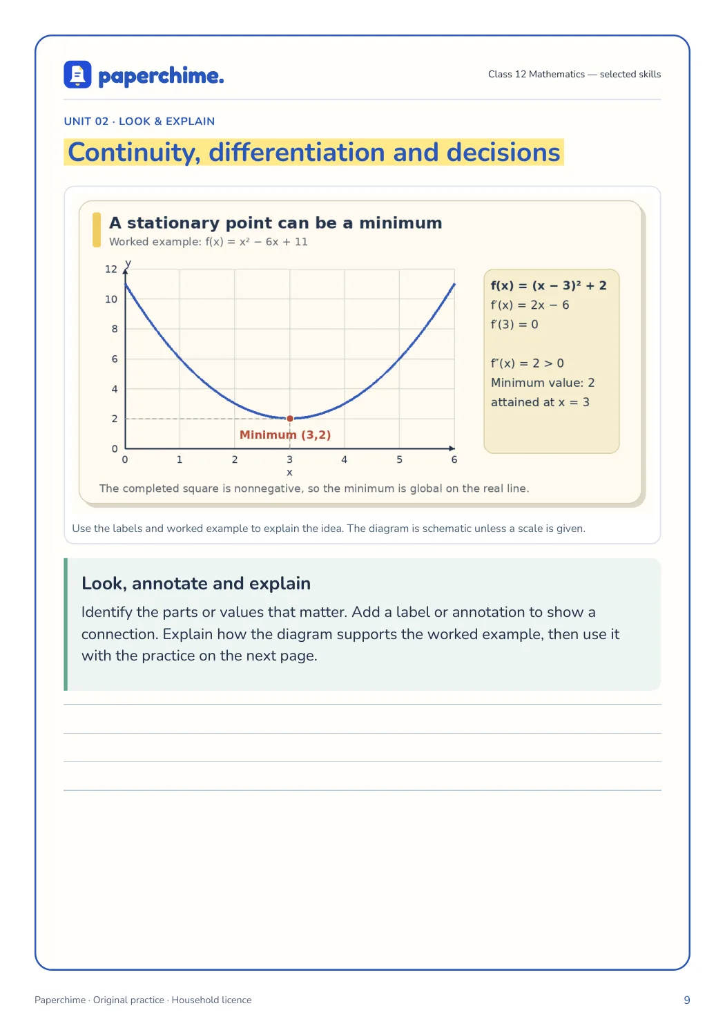 Actual concept page from Class 12 Mathematics — selected skills