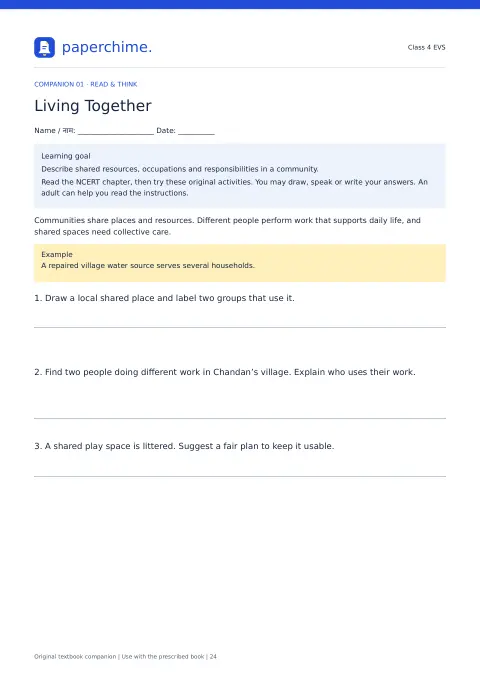 Actual learner page from Class 4 EVS