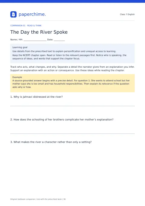 Actual learner page from Class 7 English