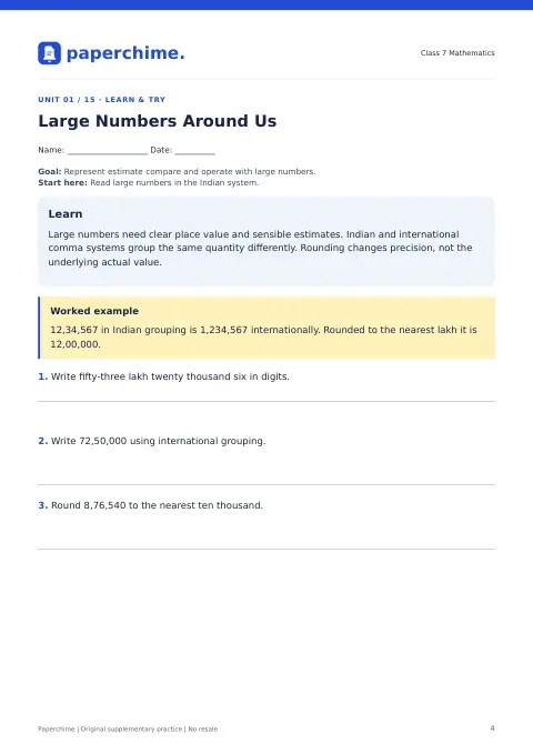 Actual learner page from Class 7 Mathematics