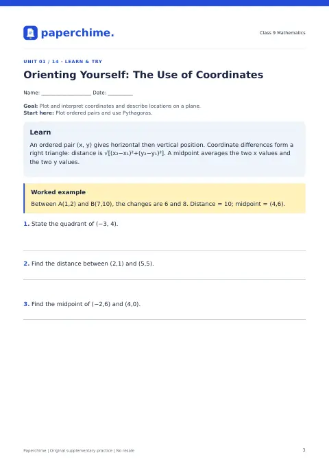 Actual learner page from Class 9 Mathematics